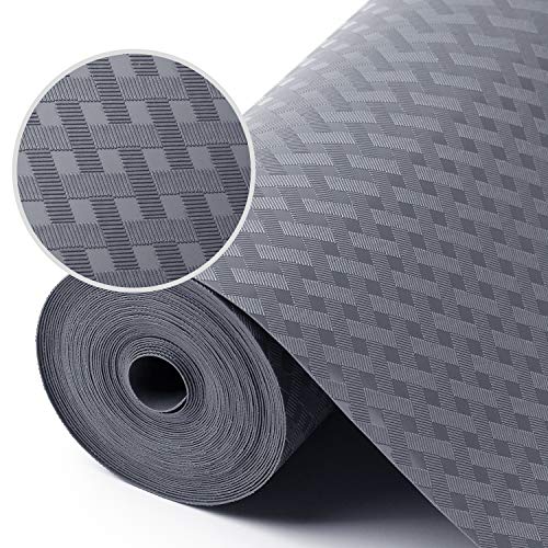 StaHom Non-Adhesive Shelf Liner, Waterproof EVA Gray Diagonal Pattern 11.8"x59"
