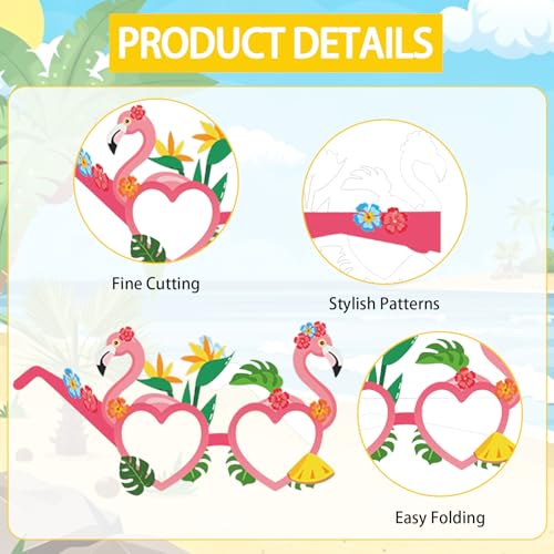 12PCS Tropical Summer Party Paper Eyeglasses Photo Booth Props
