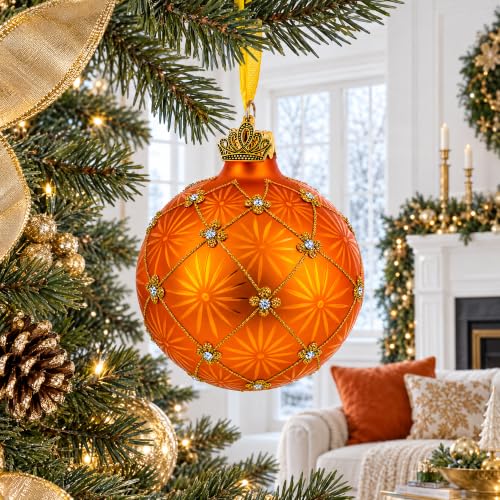 1897 Coronation Gold Glass Christmas Ornament - Hand-Painted Ukrainian Craft