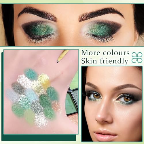 PPPanYiDi 16-Color Green Eyeshadow Palette Matte & Shimmer Makeup