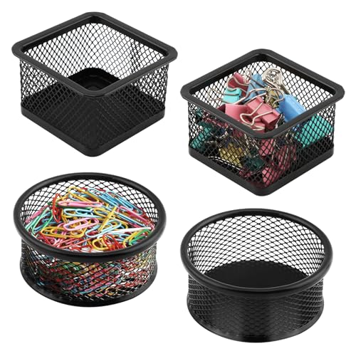 4-Pack Stackable Mesh Paper Clip Holders for Desk Organization