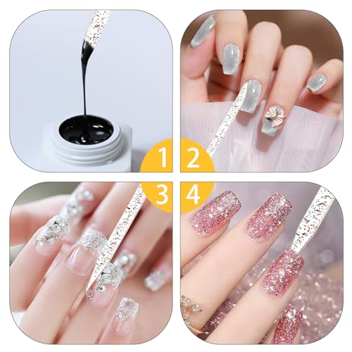 Mekupeu 100 Pcs Crystal Cuticle Pusher Sticks, Disposable Double-Sided Nail Art Remover and Cleaning Tools, Black Colorful