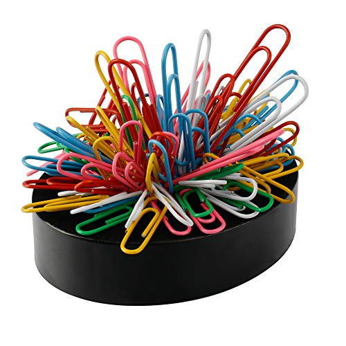 Awsaccy Magnetic Paper Clip Holder - Black Desk Organizer with 160 Clips