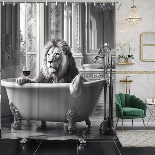 Funny Lion Shower Curtain 72" x 72" - Waterproof Polyester Bath Decor