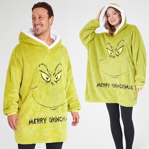 Grinch Oversized Wearable Hoodie Blanket - Fleece Christmas Gift for Men & Teens