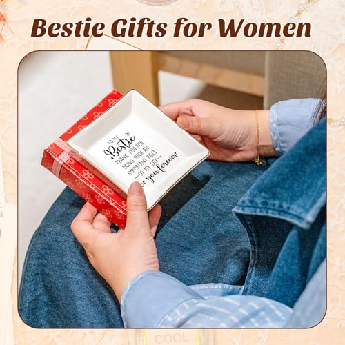 To My Bestie Ceramic Jewelry Dish - Square Trinket Tray for Jewelry
