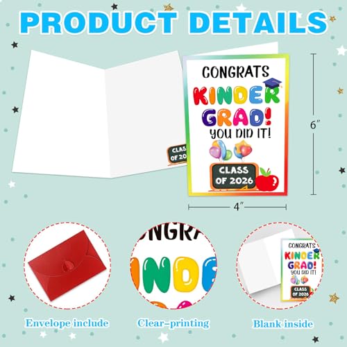 Kindergarten Graduation Card Class of 2026 with Envelope
