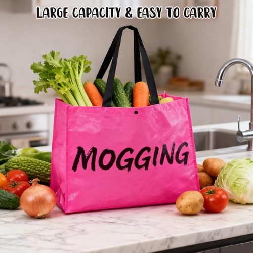 Heavy Duty Reusable Shopping Tote Bag for Women - Pink MOGGING