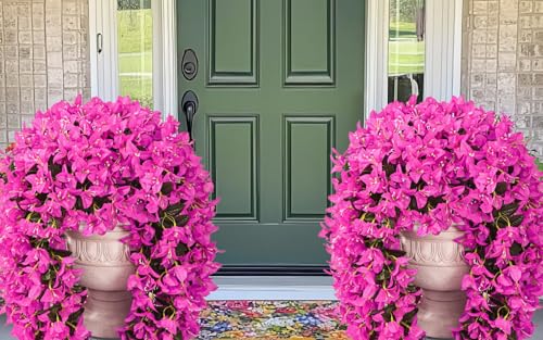 Siyaluens Purple Bougainvillea Artificial Flowers 2 Pcs Outdoor Garden Decor