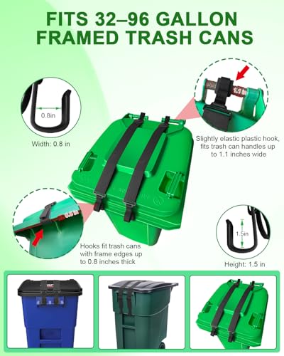 Adjustable Double Claw Trash Can Lock Strap - 2 Pack