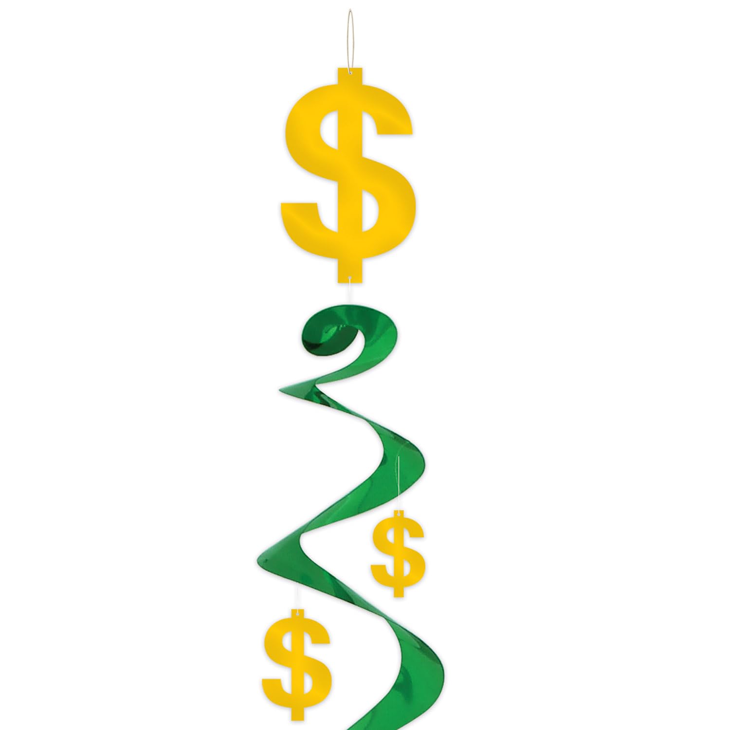 Beistle 6 Piece Dollar Sign Party Decorations, Hanging Spirals Whirls For Casino Theme Décor, Celebrating With You Since 1900