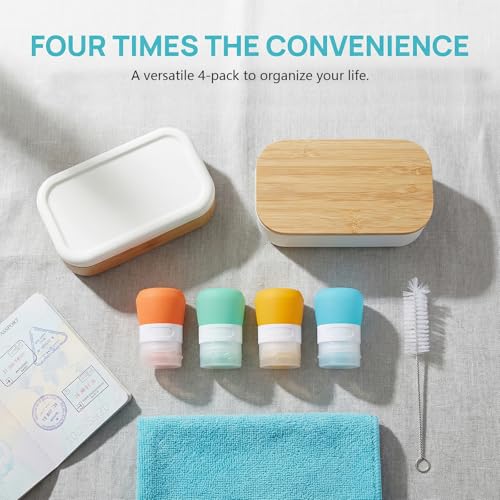 1 oz Silicone Squeeze Bottles for Sauces - 4 Pack Travel Containers