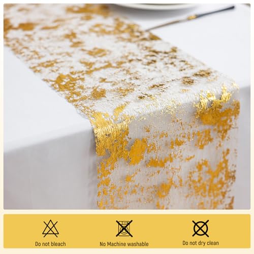 Gold Glitter Table Runner 100FT - Thin Metallic Mesh for Wedding Party Decor