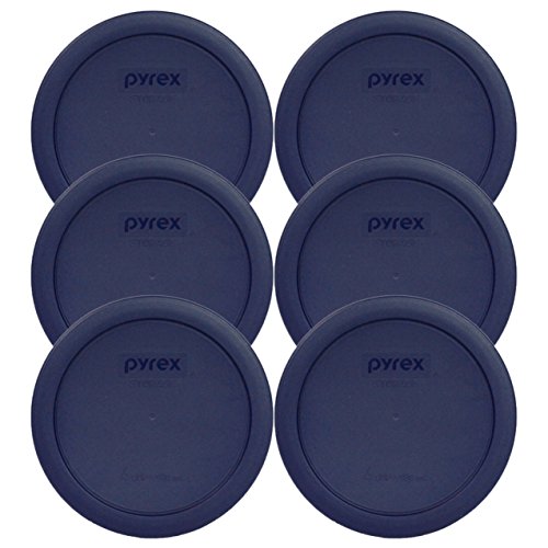 Pyrex 7201-PC 4-Cup Navy Blue Replacement Lids (6-Pack) - BPA-Free Plastic