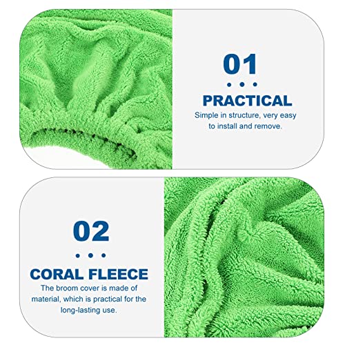 KALLORY Washable Microfiber Broom Cover - Green Reusable Mop Cloth