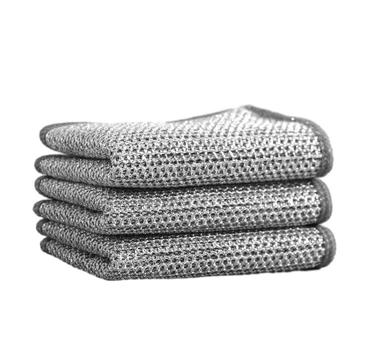 QFSH 3 Pcs Wire Dishwashing Rags - Multi-Purpose Kitchen Cleaning Cloths