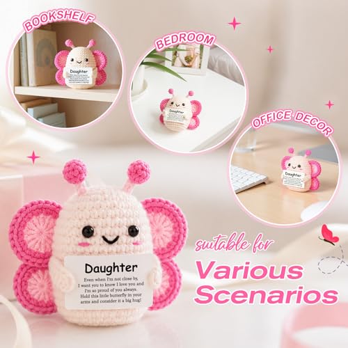Handmade Crochet Butterfly Gift for Daughter with Heartfelt Card