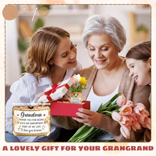 TEEBIM Handmade Crochet Tulip Flower Gift for Grandma - Meaningful Keepsake