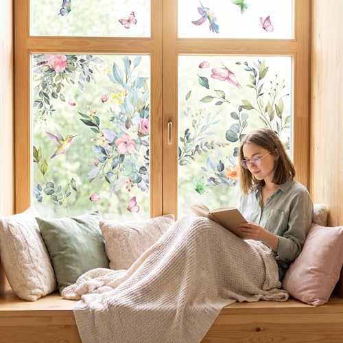 Reusable Floral Window Clings - 6 Sheets Summer Decor