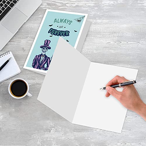 Spercy Funny Skeleton Halloween Card for Him & Her - Romantic Anniversary Card