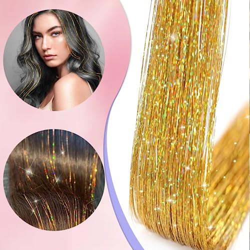 Clip-In Hair Tinsel Extensions 20 Inch Heat Resistant Glitter Hair Kit