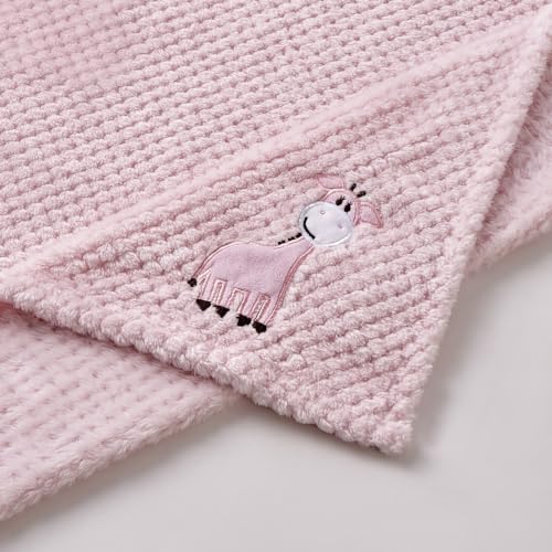 CREVENT 2-Pack 30''x40'' Soft Baby Blankets - Giraffe & Pink