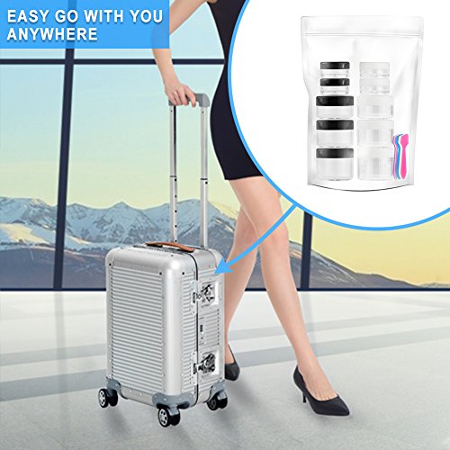 Accmor 10-Piece Clear Plastic Cosmetic Travel Jars with Spatulas