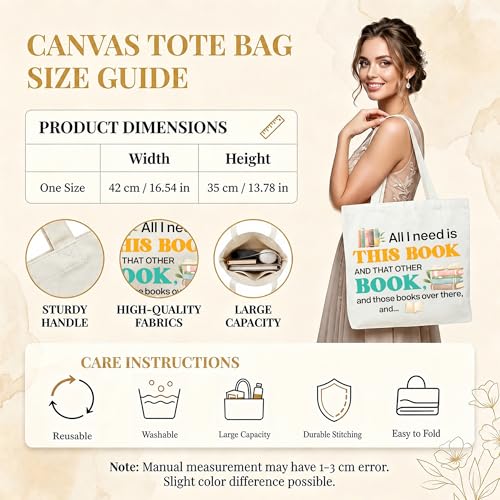 Book Lover Canvas Tote Bag Reusable Shopping Bag for Readers and Teachers