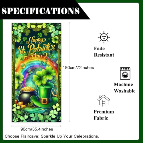 St. Patrick's Day Banner Shamrock Party Backdrop Sign 71x35 Inch