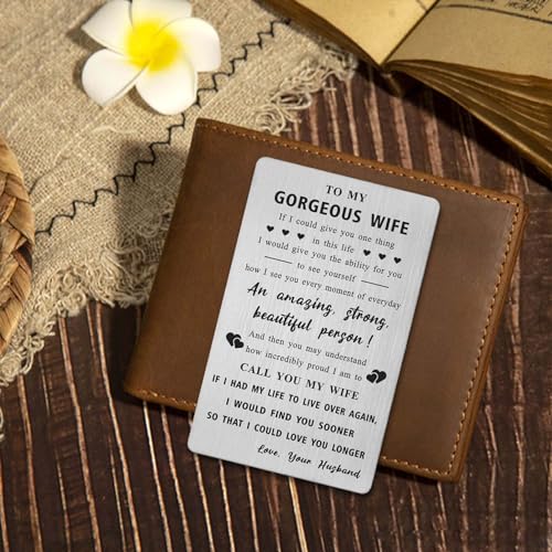 Engraved Stainless Steel Wallet Card Insert - Romantic Gift for Wife from Husband