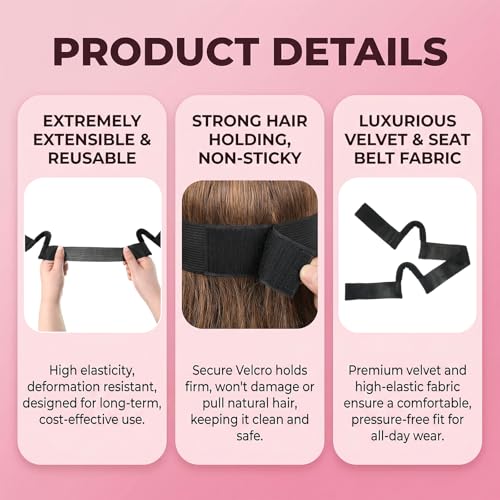 HJZHII 3-Pack C-Shaped Ear Cut Out Wig Bands for Lace Front Wigs