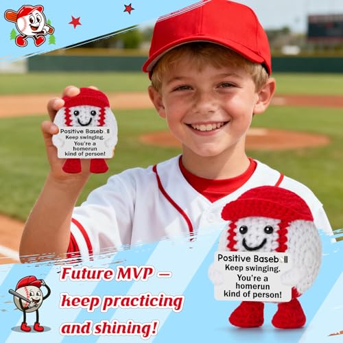Handmade Crochet Baseball Gift with Inspirational Message for Teen Boys