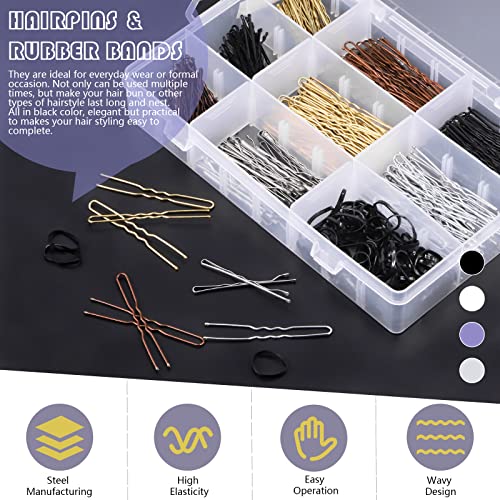 Swpeet 420Pcs Hair Pins and Bobby Pins Kit with Rubber Bands for Women