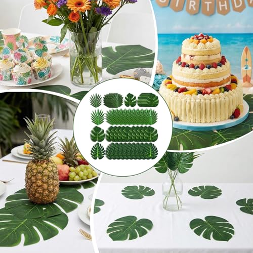 Artificial Tropical Palm Leaves Set - 50 Faux Monstera & Jungle Foliage for Decor