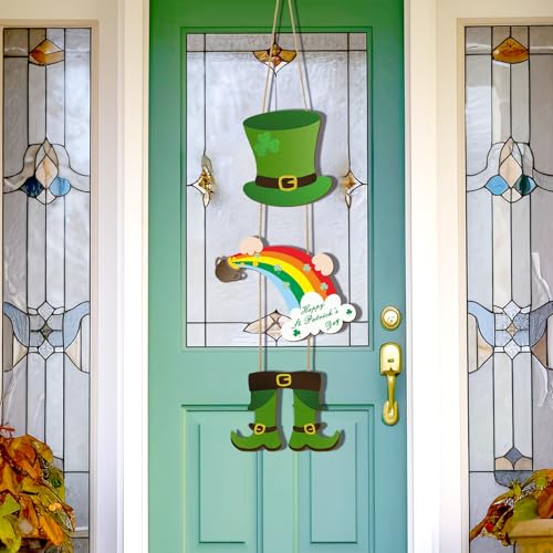 St. Patrick's Day Leprechaun Wooden Door Sign - 34.7 x 8.7 in