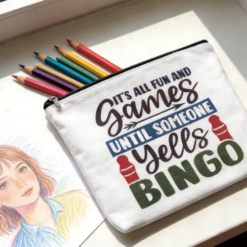 Bingo Makeup Bag Canvas Cosmetic Pouch for Bingo Players