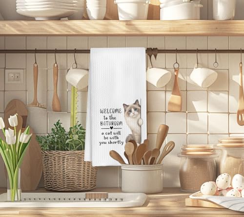 Funny Cat Bathroom Towels - 16x24 Inch Decorative Towel-06