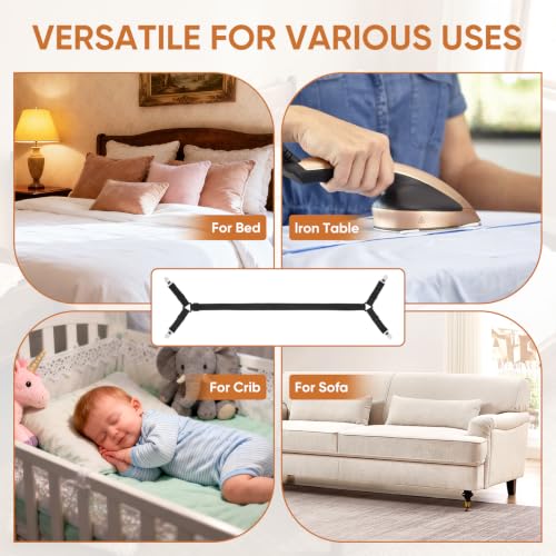 Adjustable Bed Sheet Holder Straps - 2 Pcs Grippers for All Sizes