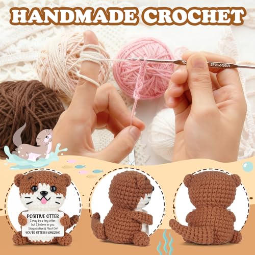 Inspirational Crochet Otter Gift - Handmade Desk Decor for Encouragement