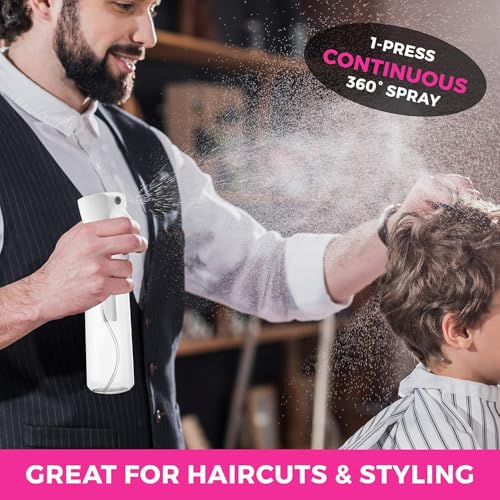 UrbAmerican Continuous Water Mister Spray Bottle - Ultra Fine Empty Aerosol-Free Spray Bottle for Hair Styling, Plants, and Pets