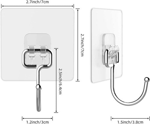 KILOW Heavy Duty Adhesive Hooks - 22 lbs Capacity, Waterproof Transparent Towel Hook