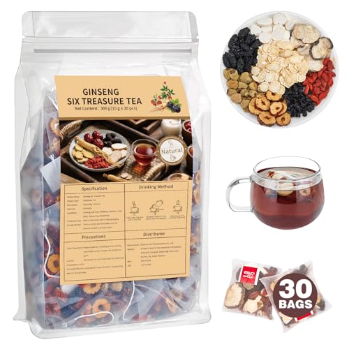 Ginseng Six Treasure Herbal Tea - Kidney Cleanse Detox Tea (30 Bags)