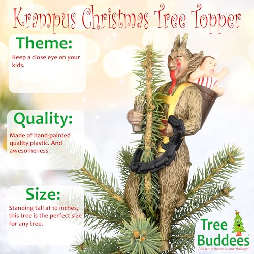 Creepy Krampus Christmas Tree Topper - 10 Inch Halloween Holiday Decor