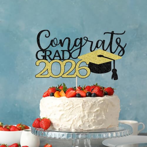 2026 Graduation Cake Topper - Congrats Grad Decor for Parties