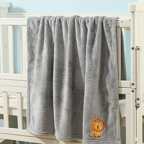 CREVENT 2-Pack 30x40 Inch Cloud and Grey Lion Baby Blankets Cozy Fluffy Swaddle Set