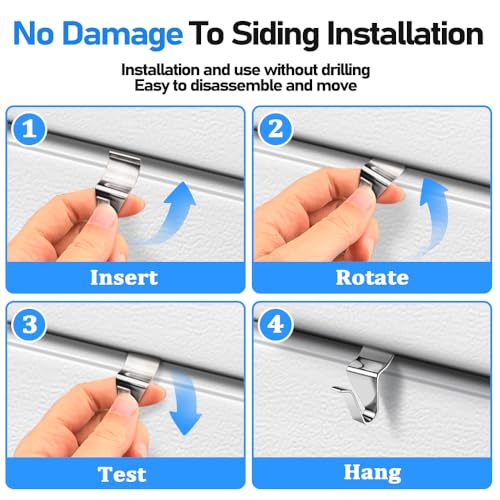 Heavy-Duty Vinyl Siding Hooks - Stainless Steel Wall Clips for Outdoor Decoration