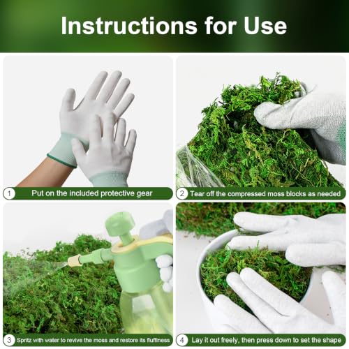 10oz Artificial Green Moss for Crafts and Terrariums with Tool Kit
