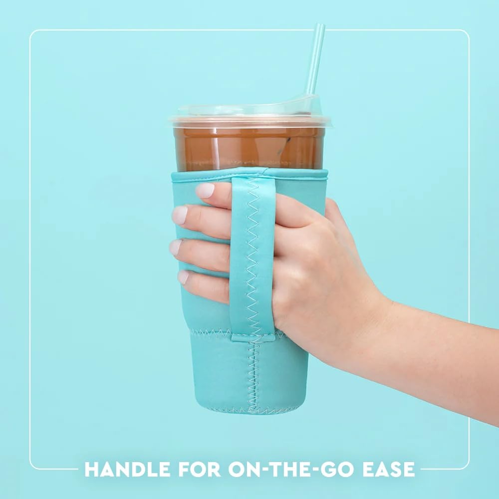 Swig Life Large Iced Cup Coolie, 30-32oz Iced Coffee Cup Insulator Sleeve with Handle, Neoprene Insulated Coolie Keeps Drinks Cold (Secret Garden)