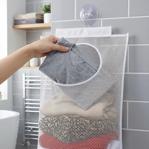 Hanging Laundry Hamper - Large Foldable Mesh Basket for Easy Storage