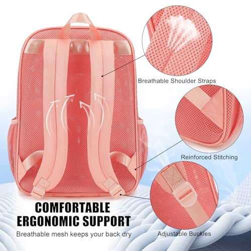 Dezcrab Mesh Backpack for School, Beach, and Swimming - Pink